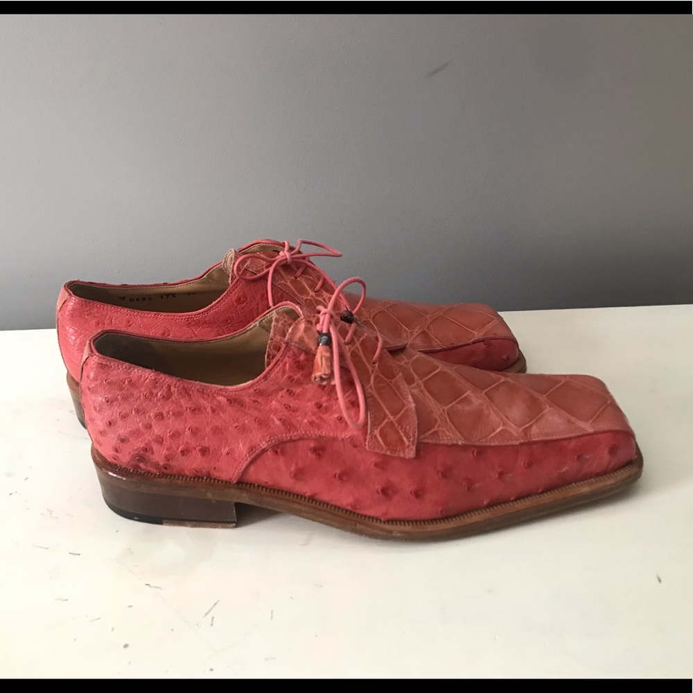 (SOLD)Mauri Italy Genuine Alligator/Ostrich Coral